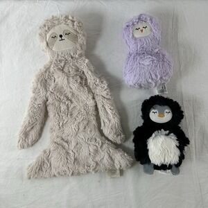 Slumberkins Lot Of 3 Sloth, Mini Penguin, Mini Violet Peep Stuffed Plush Lovey
